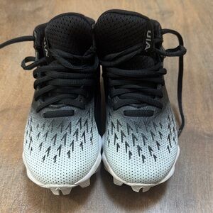 Under Armour Black and Gray Kids football cleats